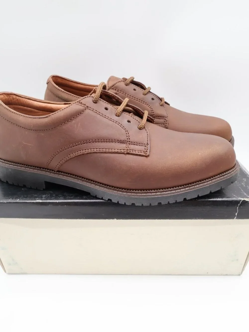 Nunn Bush Brown Leather Oxford Shoes Mens 9 Comfort Vintage 90s